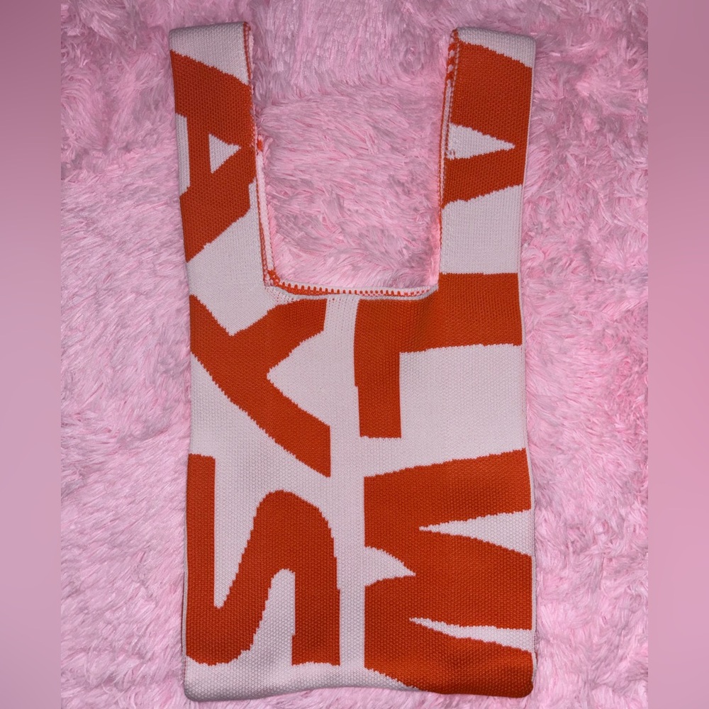 Stylish Orange and White knit tote Bag